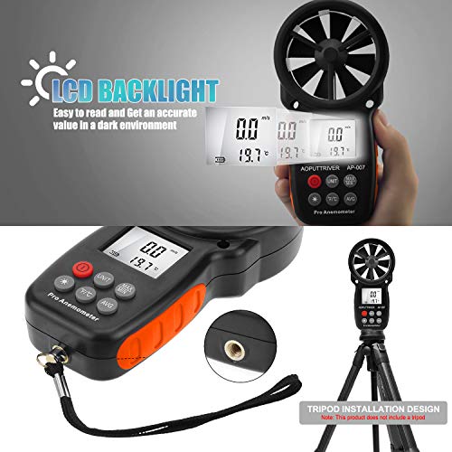 HVAC Anemometer 8-Blade CFM Air Flow Velocity Tester up to 67.1 mph - color: AP-007 Standard