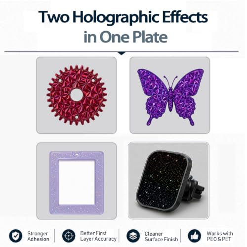 335x325mm Build Plate for Bambu Lab H2C/A2L 3D Printer Double Sided - color: Chameleon+Star