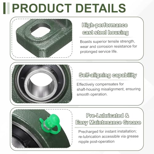 uxcell UCP208 Pillow Block Bearings 40mm Bore Self Alignment Solid Cast - size: UCP208 (Bore 40mm)