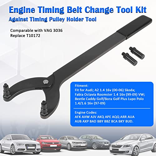 Engine Timing Belt Change Tool Kit Against Timing Pulley Holder Tool fit for VW Golf 3036 T10172
