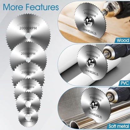 9Pcs 1/4" Hex Shank Rotary Saw Blades Cutting Wheel Set - color: silver