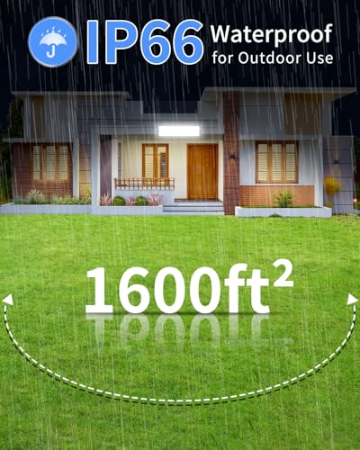 ISUERFY 14400LM LED Work Light + 100W LED Shop Light, IP66 Waterproof for Garage Workbench Warehouse Factory Yard Outdoor