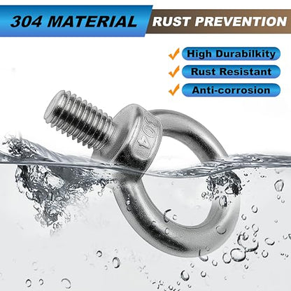 2 Sets M12 Eye Bolts with Nuts, Stainless Steel 1/2" x 4" EyeBolts - size: 1/2"x4"