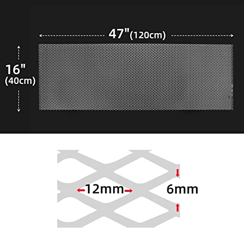 AggAuto 47x16 inches Car Pickup Truck Grill Mesh 6x12mm Rhombic Hole Silver - color: Silver, size: 6x12mm Rhombus