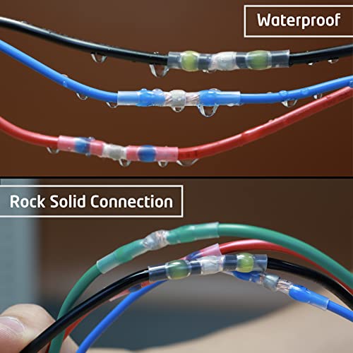100Pcs Waterproof Solder Seal Wire Connectors, 12-10 Gauge Yellow Heat Shrink Butt Connectors for Electrical Marine, Automotive and Wiring Terminal Splices - style: 12-10 AWG