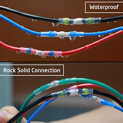 100Pcs Waterproof Solder Seal Wire Connectors, 12-10 Gauge Yellow Heat Shrink Butt Connectors for Electrical Marine, Automotive and Wiring Terminal Splices - style: 12-10 AWG