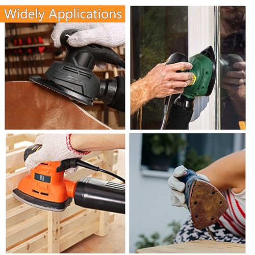 33pcs Sand Paper Mouse Sander Sandpaper 60-1500 Grits with 2pcs Detail Sander Paper Interface Pad Hook and Loop Triangle Sanding Pads with 5 Holes for 140mm Sanding Machine