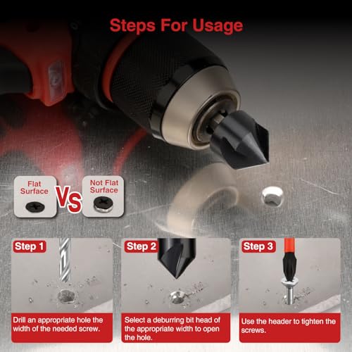 ANGELSWORD Countersink Drill Bit Set for Metal, M35 Cobalt TiAlN Coat, 5pc