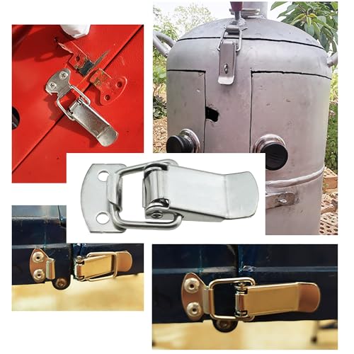 RLECS 6PCS 47.6mm/1.87inch 304 Stainless Steel Spring Loaded Buckle Silver Duckbill Buckle Small Latch Clip Suitable for Wooden Box Drawer DIY Box and Mechanical Equipment