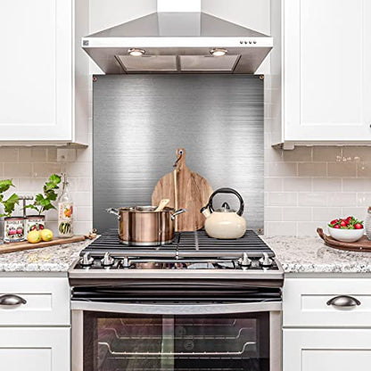 Reversible Stainless Steel Backsplash Behind Stove Metal BackSplash Panel Stainless Steel Cooking Backsplash Wall Panel for Kitchen Cooking Panel Pre Drilled Holes Matching Screws (32 x 30 Inch) - size: 31.9"L x 29.9"W