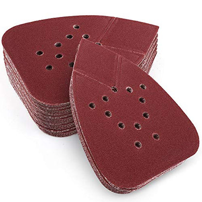 50PCS 180 Grit Sanding Pads for Black and Decker Mouse Sanders, Hook and Loop Sandpaper Sheets - 12 Holes Detail Palm Sander Sand Paper - size: 180 Grit