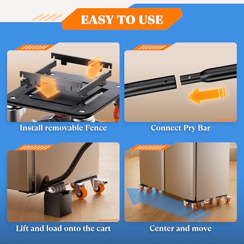 Furniture Movers with Wheels, Upgraded Guardrails for No Slips, Heavy Duty Furniture Dolly, Furniture Sliders with Wheels, Furniture Lifter Tool Included (Orange, 6.3" × 6.3" Pro Max) - size: 6.3" × 6.3" Pro Max