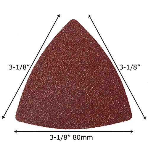 XXGO 60 Pcs 60 Grits 3-1/8 Inch 80mm Triangle Multitool Sanding Pads XG802060 - size: 3-1/8 Inch Triangle - 60 Grit - 60 Pcs