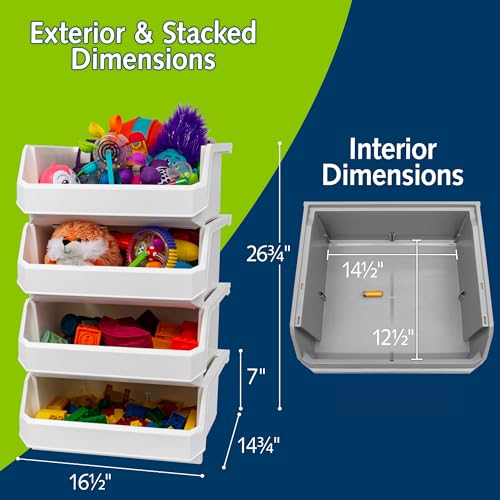 ReadySpace Extra Large Stackable Plastic Storage Bins, 4-Pack, White - color: White, size: Extra Large, 4-Pack