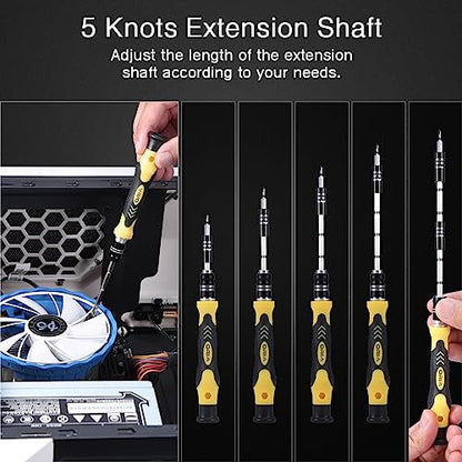 ORIA Small Screwdriver Set, 61 in 1 Precision Screwdriver Set with 57 Bits, Mini Screwdriver Repair Tools with Extension Rod for Mobile Phone, Game Console, Tablet, Yellow - color: Yellow