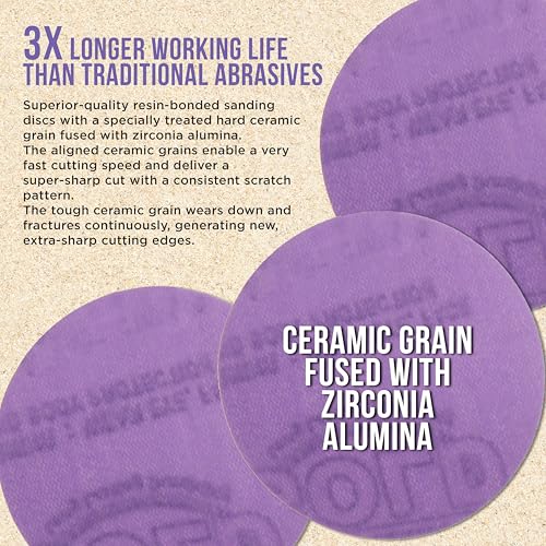 Dura-Gold Premium 1500 Grit 3" Purple Film Ceramic Sanding Discs, Box of 30 - style: 1500 Grit