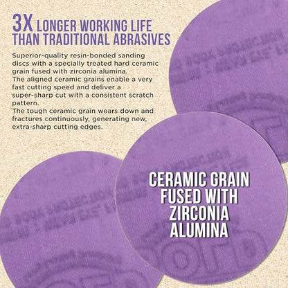 Dura-Gold Premium 1500 Grit 3" Purple Film Ceramic Sanding Discs, Box of 30 - style: 1500 Grit