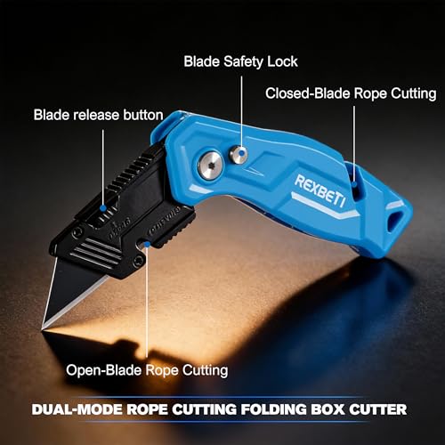 REXBETI 4-Pack Box Cutter Utility Knife, Folding Pocket Knife, 14 Blades