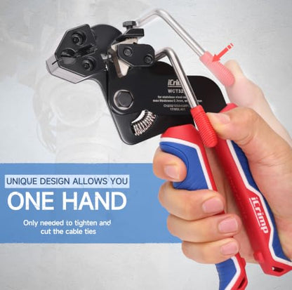 iCrimp Stainless Steel Cable Tie Tool Zip Gun with Built-in Cutter - color: Wct322 With Cable Tie