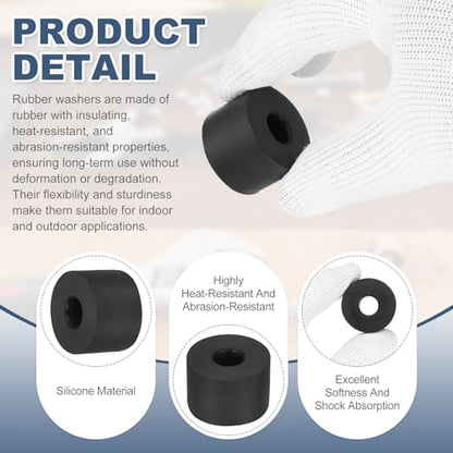uxcell 25Pcs Rubber Spacers, 25mm OD, 10mm ID, 5mm Thick Black Round Anti Vibration Rubber Pads Isolation Bushings Washer for Home Cars Boat(0.98" OD x 0.39" ID x 0.2" Thick) - size: 30mm OD x 10mm ID x 20mm Thick