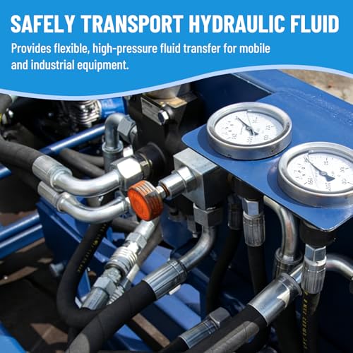50FT 3/8" Hydraulic Hose with 16PCS Hydraulic Hose Fittings - size: 3/8" Hydraulic Hose - 50FT