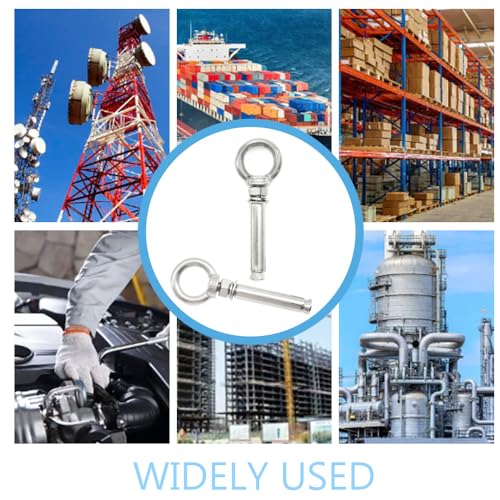 2 Pcs M10x90mm Expansion Eye Bolt 304 Stainless Steel Heavy Duty Lifting Ring Anchor Bolt Closed Hook Durable Wall Fastener Mounting Hanging Rigging Hardware for Concrete(M10*90MM) - size: M10*90MM, style: Style-109