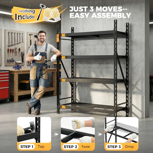 CAMMOO 6000LBS Heavy Duty Storage Shelves, 61''W x 24''D x 72''H - size: 61''W x 24''D x 72''H