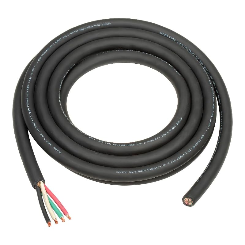 SOOW Multi-Conductor Wire 6/4 Portable Power Cable - 600V, 50A, Heavy-Duty Flexible Cord for Industrial & Residential Use 18 Feet - size: 18FT