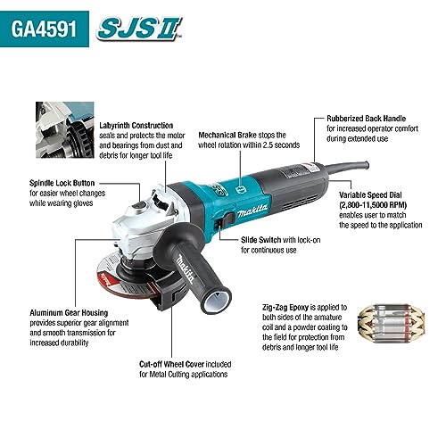 Makita GA4591 4-1/2" SJS™II High-Power Angle Grinder w/Brake