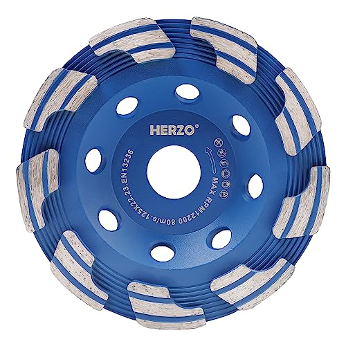 HERZO Diamond Concrete Cup Wheel 5 Inch, Grinding Cup Wheel for Stone Concrete Surface, Cement, Marble, Rock, Granite, and Thinset Removing, Angle Grinder Wheels Cup - size: 5 Inch New Version