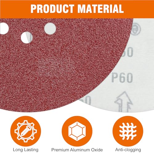 30 PCS 9 Inch Drywall Sanding Discs 40 Grit 8 Hole - color: 8 Hole, size: Grit 40