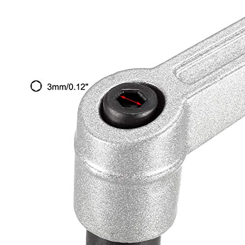 uxcell M6 x 30mm Handle Adjustable Clamping Lever Thread Push Button Ratchet Male Threaded Stud Knobs Quick Release Screw Handles Bolts with Locking Lever Silver Tone 3pcs - color: Silver Tone, size: M6 x 30mm