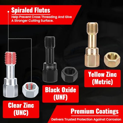 48PCS Thread Chaser Set, Metric and SAE, 22 Taps 24 Dies 2 Thread Files