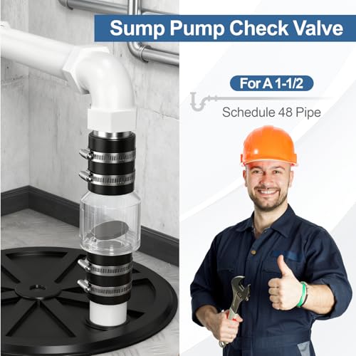 1‑1/2 Inch Silent Check Valve, Clear Body Spring‑Loaded for Sump Pump