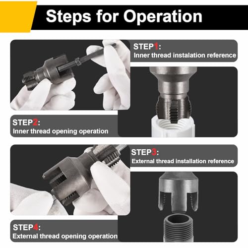 2 in1 Integrated Internal & External Pipe Threading Tool, 2Pcs Dual-Function PVC Pipe Threader Set 1/2" and 3/4" Dies with Hex Shank, Pipe Thread Cutting Tool, PVC Thread Maker Tool for Electric Drill