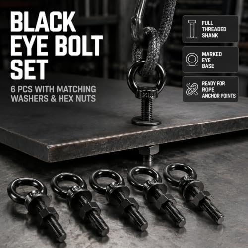 Antrader Lifting Shoulder Eye Bolts,M4 Eye Bolt,M4 x 30mm,Black,6 Sets - size: M4 x 30mm