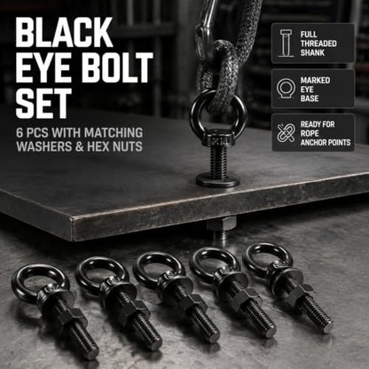 Antrader Lifting Shoulder Eye Bolts,M4 Eye Bolt,M4 x 30mm,Black,6 Sets - size: M4 x 30mm