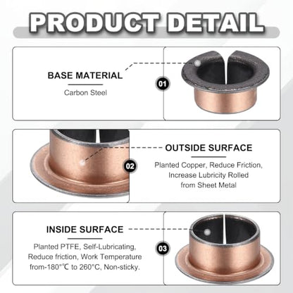 uxcell 40Pcs Flanged Sleeve Bearing, 12mm Bore x 14mm OD x 8mm Length - size: 12×14×8mm