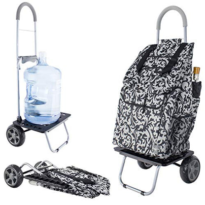 dbest products Bigger Trolley Dolly, Baroque Shopping Grocery Foldable Cart - color: Baroque