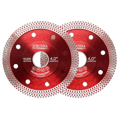 ZORUNNA 2Pcs 4" Diamond Blade for Grinder, Tile Cutting Blade 7/8" Arbor - size: 4"