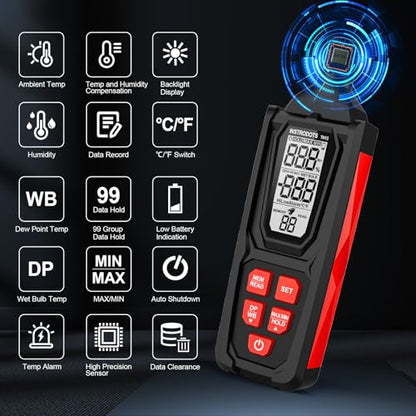 Hygrometer Thermometer with Dew Point & Wet Bulb, TH13 - color: Red, size: TH13