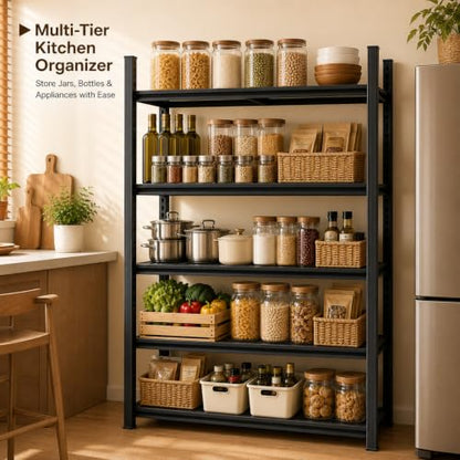 Heavy Duty 5 Tier Metal Garage Shelving, 62" H×27.6" W×12" D - size: 63"H × 31.5"W × 16"D