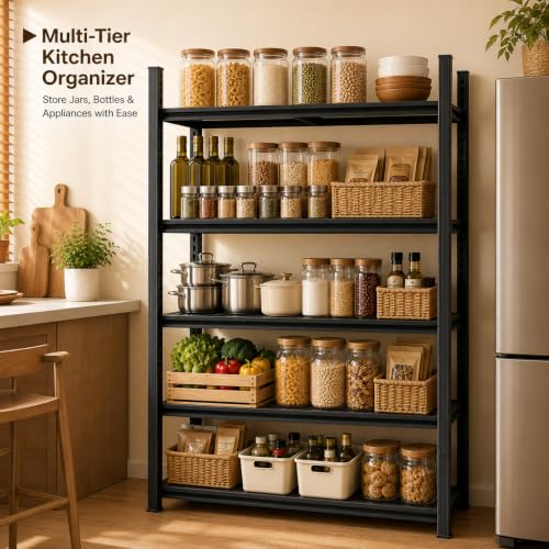 Heavy Duty 5 Tier Metal Garage Shelving, 62" H×27.6" W×12" D - size: 63"H × 31.5"W × 16"D