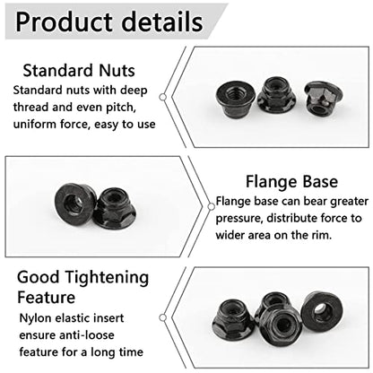 20 Pairs Hex 4mm Flange Nylon Insert Locknuts, Black - color: Black