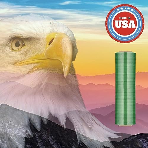 PSBM Dark Green Stretch Wrap, 192 Rolls 18 Inch x 1000 Feet 100 Gauge, Heavy Duty Plastic Wrap Industrial Strength Shrink Film for Moving, Packing & Shipping - color: Green, size: 192 Rolls