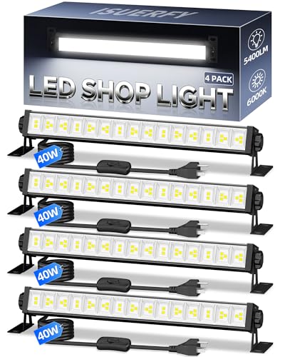 40W Shop Light for Garage, Plug in 5400LM with Switch+ 6.6FT Cord, 4 Pack - size: 4 Pack