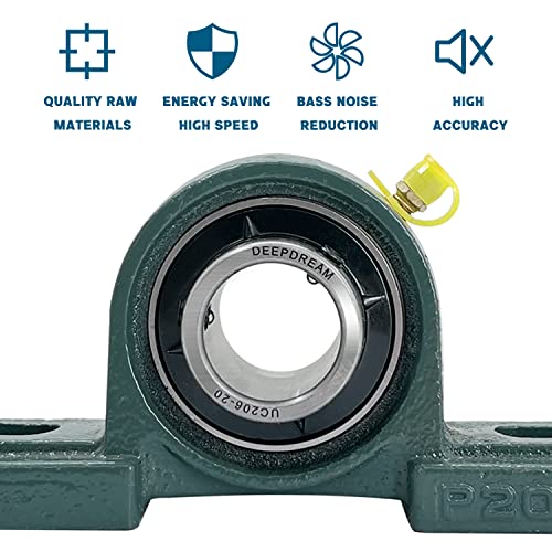 2 Pcs UCP206-20 Pillow Block Bearing 1-1/4" inch Mounted Pillow Block Bearings Chrome Steel Bearings with 1 1/4" Bore Self Alignment - size: UCP206-20-2pcs