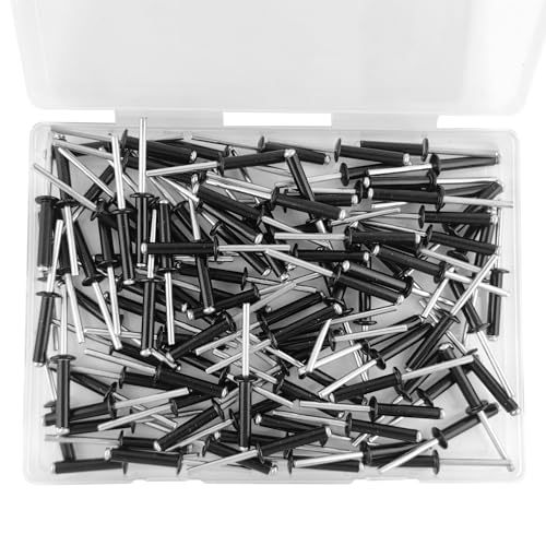 ALLCLEAN 110 Pcs 3/16" x 1" Black Aluminum Blind Rivets,4.8 x 25mm Pop Rivets,Aluminum Grip and Steel Mandrel - color: Black, size: 3/16"x1"