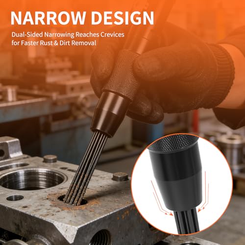 Compact Air Needle Scaler Tool, with 12 Hardened Steel Needles, Pneumatic Rust Paint Weld Slag Dirt Remover