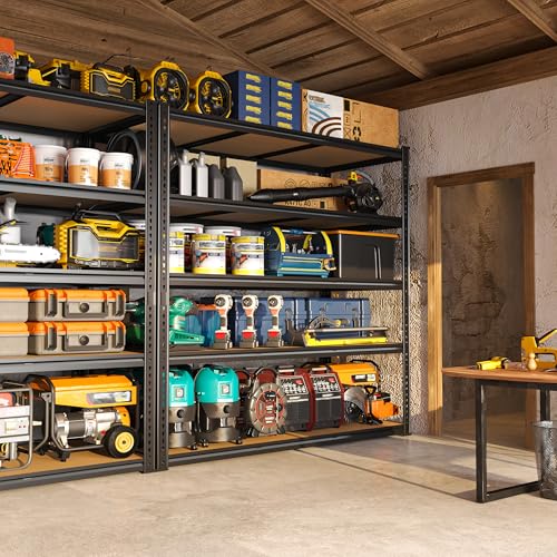 ROOMFAVE 48" W Garage Shelving Heavy Duty 2800LBS,5 Tier, Black, Industrial - size: 72" H x 48" W x 18" D